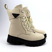 Бежеві зимові черевики на шнурівці для дівчинки шерсть тм Том.м