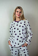Пижама женская тёплая софт серая со звездами ( последний размер S)