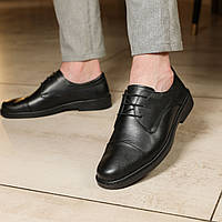Туфли мужские кожаные черные туфли для мужчины Komfort Serdal Черные Toyvoo Туфлі чоловічі шкіряні чорні туфлі