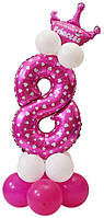 Святкова цифра 8 UrbanBall з повітряних кульок для дівчинки Рожевий (UB345) SC, код: 2473517