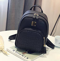 Кожаный женский рюкзак Экокожа Черный портфель из экокожи Toyvoo Шкіряний жіночий рюкзак Екокожа Чорний