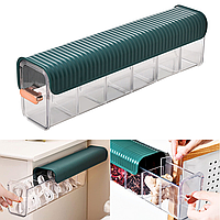 Органайзер для хранения мелочи (36х8,3х10,7см) 6 секций, самоклеящийся / Настенный контейнер для хранения