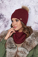 Комплект «Тияна» (шапка и шарф-хомут) Braxton бордовый 56-59 OP, код: 6160368