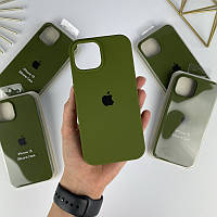Силиконовый чехол на Айфон 15 c закрытым низом. Silicone Case iPhone 15 Army Green (45)
