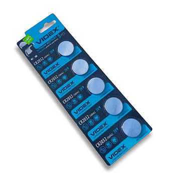 Батарейка елемент живлення таблетки Videx CR2032 3В уп.5 штук