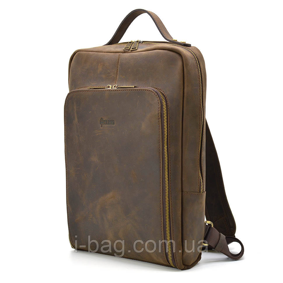 Шкіряний рюкзак для ноутбука 14" RC-1239-4lx TARWA коричнева crazy horse