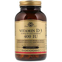 Вітамін D Solgar Vitamin D3 (Cholecalciferol) 400 IU 250 Softgels NC, код: 7519201
