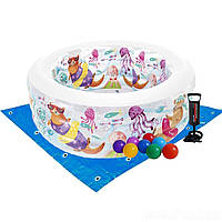 Детский надувной бассейн Intex 58480-2 «Аквариум», 152 х 56 см, с шариками 10 шт, подстилкой, OP, код: 2584724