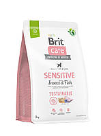 Сухой корм Brit Care Dog Sustainable Sensitive для собак с чувствительным пищеварением, с рыбой и насекомыми,