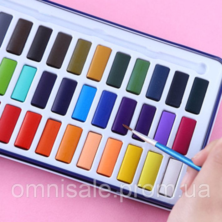 Набор художественных акварельных красок Bianyo в металлическом пенале, 36 цветов + кисть OE, код: 7392367 - фото 2 - id-p1987676182
