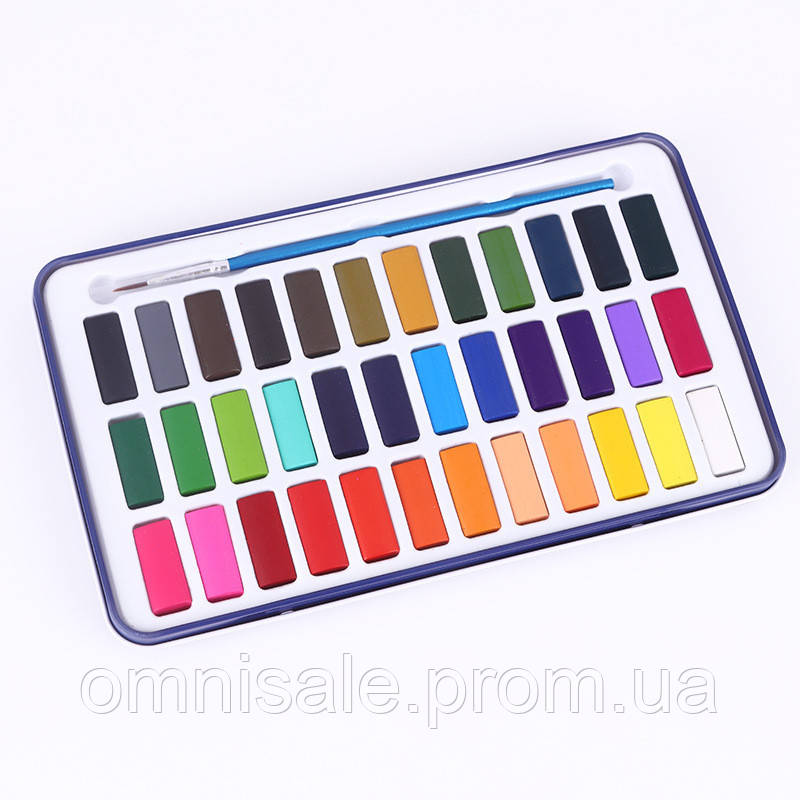Набор художественных акварельных красок Bianyo в металлическом пенале, 36 цветов + кисть OE, код: 7392367 - фото 3 - id-p1987676182