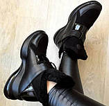 Philipp Plein зима! Жіночі гарні черевики з хутром шкіра черевики Філіп плейн на танкетці з липучками, фото 2