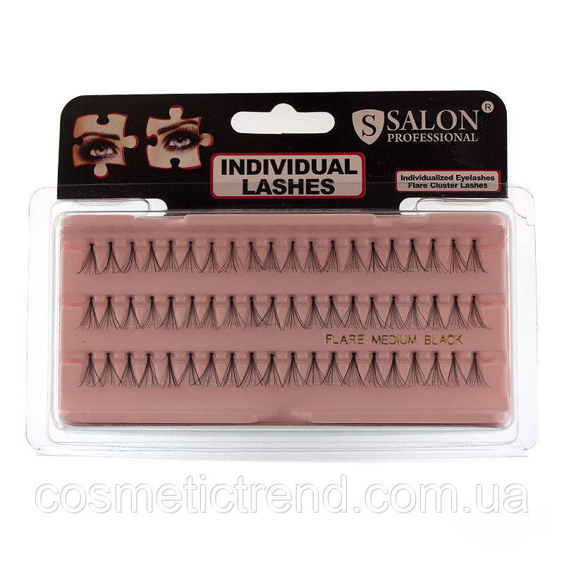 Вії пучкові середні 12 mm Flare Medium Black Salon Professional (розподавання)