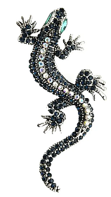 Брошка гекон, Gecko Blue, 6.5х3 см.