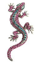Брошь геккон, Gecko Pink, 6.5х3 см. Можно прикрепить к верхней одежде, головным уборам, сумкам, ремешкам