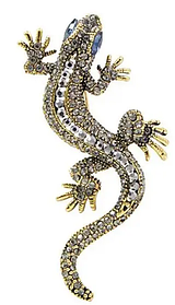 Брошка гекон, Gecko Grey, 6.5х3 см.