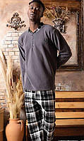 Пижама флисовая мужская с карманами турецкая , качественная мужская домашняя флисовая пижама с карманами M-XXL