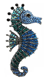 Брошка морських коників, Seahorse Blue, 6х3 см.