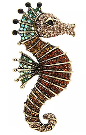 Брошка морських коників, Seahorse Brown, 6х3 см.