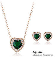 Комплект GREEN HEART ювелирная бижутерия золото 18К декор Swarovski