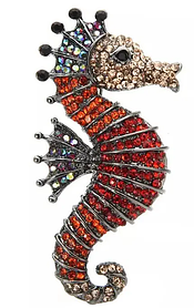 Брошка морський коник, Seahorse Red, 6х3 см.