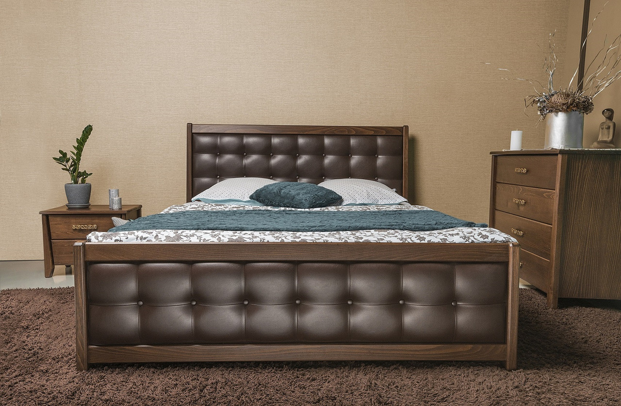 Деревянная кровать с мягкой спинкой и ящиками Сити Премиум Олимп - фото 2 - id-p1987751504