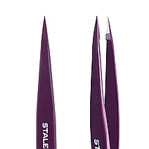 Пінцет для брів Staleks EXPERT TE-11/5v, точковий фіолетовий, фото 3