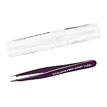 Пінцет для брів Staleks EXPERT TE-11/5v, точковий фіолетовий, фото 4