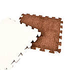 Килимок-пазл Supretto плюшевий бежевий з коричневим, 30х30 см 10 шт. (8422), фото 5