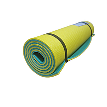 Килимок туристичний, двошаровий похідний каремат 1800х600х10мм, Туреччина, жовтий/бірюзовий, фото 4