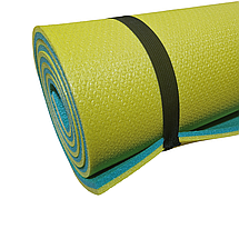 Килимок для йоги та фітнесу 1800×600×10мм, “Fitness premium”, двошаровий, Туреччина, колір - жовтий/бірюзовий, фото 5