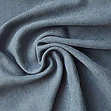 Комплект штори 2 шт 300х250 см мікровелюр Сіро-синій, тюль бамбук 400 см Тепло-білий, фото 2