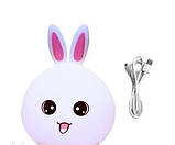 Дитячий нічник RGB Силіконовий Кролик Rabbit Silicone Зайчик з вушками, фото 6