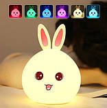 Дитячий нічник RGB Силіконовий Кролик Rabbit Silicone Зайчик з вушками, фото 3