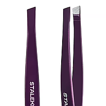 Пінцет для брів Staleks EXPERT TE-11/3v, широкі скошені кромки фіолетовий, фото 3