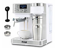 Эспрессо-машина кофемашина Yoer Dualio CCM03W 850 Вт со вспенивателем молока и термокружкой Белая