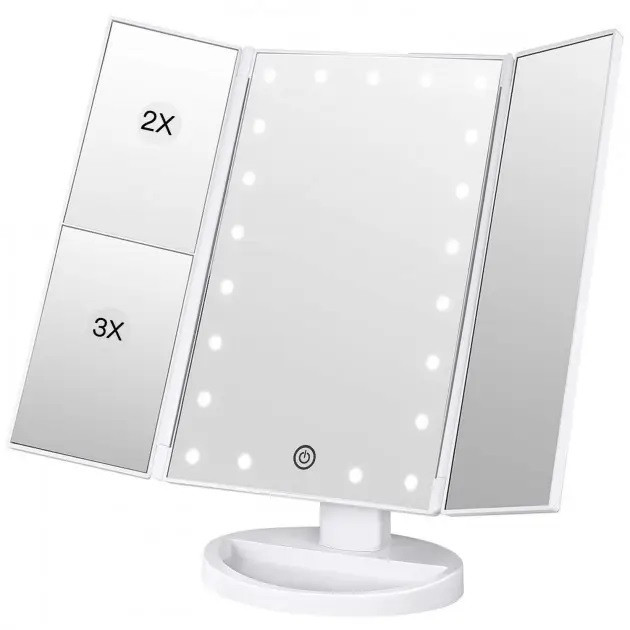 Біле дзеркало для макіяжу з підсвічуванням Superstar Magnifying Mirror 22 LED - зображення 1