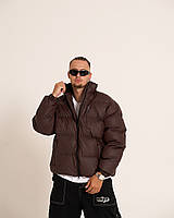 Пуховик мужской зимний оверсайз до -30*С Homie 3.0 коричневый | Куртка мужская зимняя дутая с капюшоном