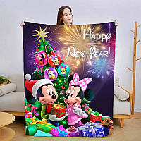 Плед Новогодняя любовь Микки Маус качественное покрывало с 3D рисунком размер 160х200