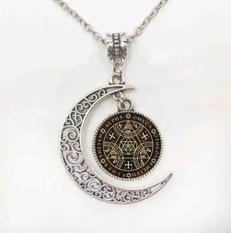 Кулон пентакль великий ключ Соломона і місяць Sigil Магія Альфа амулет підвіска, фото 1