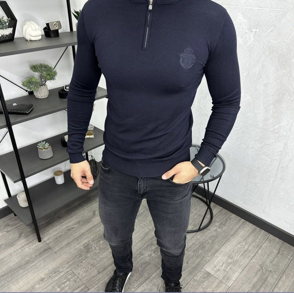 Светр чоловічий тонкий Billionaire на змійці під горло, брендовий чоловічий джемпер гольф Білліонер