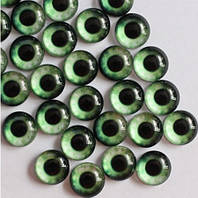Глазки для игрушек стеклянные круглые 10 мм диаметр, цвет светло зеленый