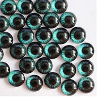 Глазки для игрушек стеклянные круглые 10 мм диаметр, цвет бирюзовый