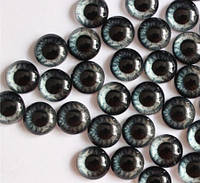 Глазки для игрушек стеклянные круглые 10 мм диаметр, цвет темно серый