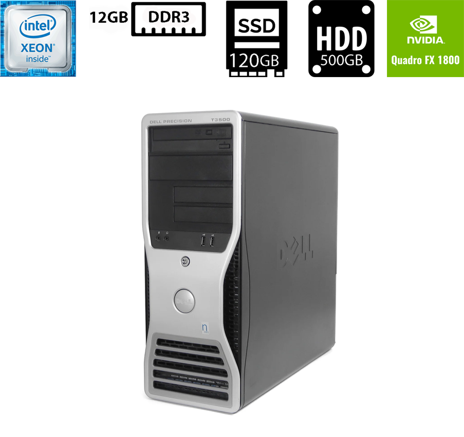 Комп'ютер Dell Precision T3500/Intel Xeon W3530 2.80GHz/12GB DDR3/SSD120GB+HDD500GB/NVIDIA Quadro FX1800(768MB DDR3), фото 1