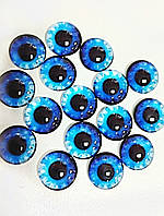 Глазки для игрушек стеклянные круглые 10 мм диаметр, цвет синий