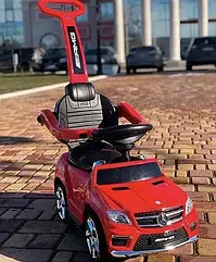 Дитяча каталка-толокар SX 1578-3, Mercedes, гумові колеса, шкіряне сидіння, червоний