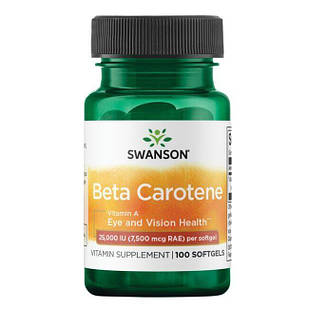 Swanson Beta Carotene 25000 IU  бета-каротин, 100 ЖК