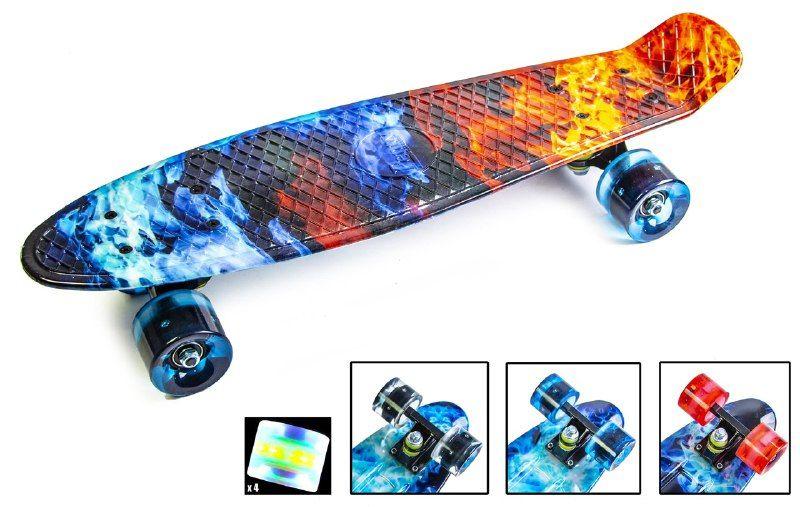 Penny Board "Огонь и лед", светящиеся колеса - фото 1 - id-p1094690064