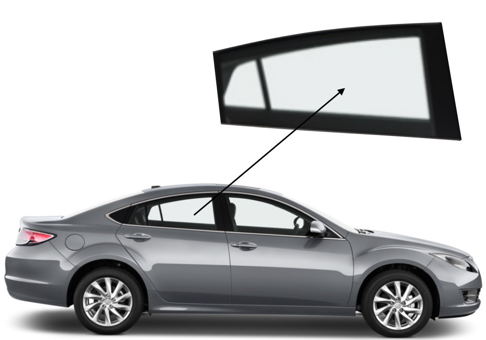 Бічне скло Mazda 6 2008-2012 задніх дверей праве